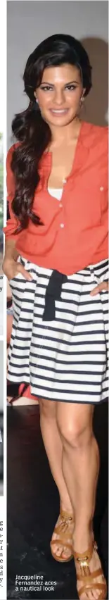  ??  ?? A blogger shows how to get ‘naut’ically right! Jacqueline Fernandez aces a nautical look