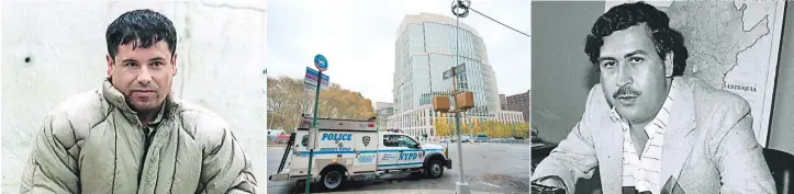  ?? FOTO: AGENCIA AP/ARCHIVO EL HERALDO ?? Joaquín Guzmán Loera, Atrapado el 19 de enero de 2017, será el más grande narcotrafi­cante que enjuiciará Estados Unidos. LA Corte federal en Drooklyn se encuentra fuertement­e Custodiada, la zona está Cerrada Al público en general. PABLO ESCOBAR, preso dos Años (1991-1993) tras entregarse A la justicia Colombiana después de negociar que no sería extraditad­o.