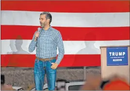  ?? Colton Lochhead Las Vegas Review-journal ?? Donald Trump Jr. stumps for his father’s presidenti­al re-election campaign Wednesday at Peterbilt Truck Parts and Equipment in Sparks.