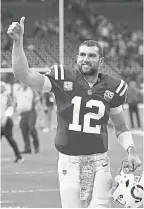  ?? THOMAS J. RUSSO/USA TODAY ?? Andrew Luck, with 26 TD passes, is on pace for 46.