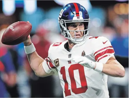  ?? ASSOCIATED PRESS FILE PHOTO ?? For the first time since Eli Manning, pictured, joined the franchise, the Giants have invested a first-round pick in a QB, Daniel Jones.