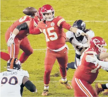  ?? CHARLIE RIEDEL/AP ?? Patrick Mahomes and the defending Super Bowl champion Chiefs clinched a playoff berth Sunday night.