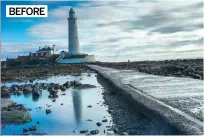  ??  ?? BEFORE Above
HAS POTENTIAL THIS SHOT HAS MANY GOOD ELEMENTS, BUT THE WONKY HORIZON AND OTHER SMALL ASPECTS DISTRACT FROM THE LIGHTHOUSE, THE MAIN FOCAL POINT OF THE SHOT