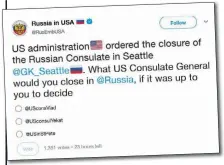  ??  ?? Embassy tweet asks how Russia should respond
