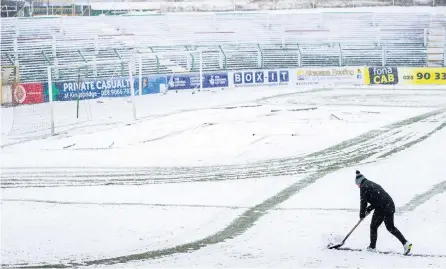  ??  ?? Snow go:
The wintry conditions put paid to Glentoran’s game with Coleraine earlier this month