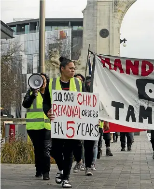  ?? JOSPEH JOHNSON/ STUFF ?? Protests against child uplifts by Oranga Tamariki have become commonplac­e in New Zealand.