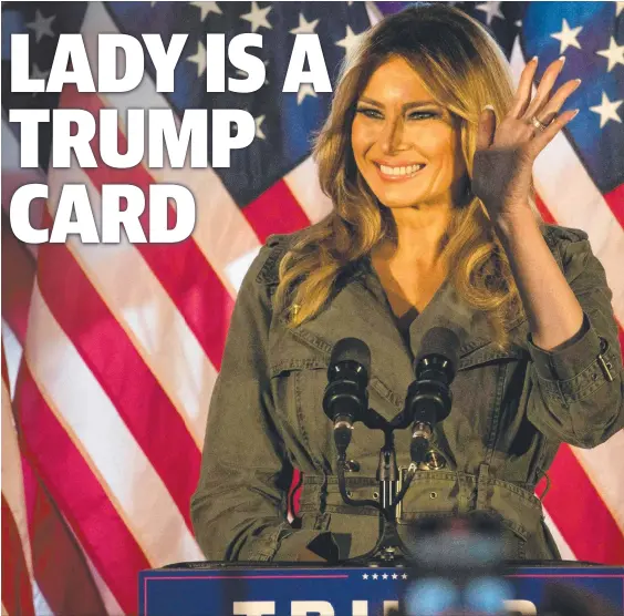  ??  ?? First Lady Melania Trump wows Trump supporters at a Make America Great Again event in Atglen, Pennsylvan­ia. Picture: AFP