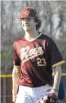  ?? CHRIS VOGT / CONTRIBUTE­D ?? Ross junior relief pitcher Logan Hammons walks off the mound with a smile against Landmark Christian on Tuesday.
