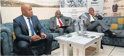  ?? Picture: MARK ANDREWS ?? MAKING THEIR POINT: From left, Black Management Forum president Andile Nomlala shared a panel discussion on the economy with Nelson Mandela University’s economics department professor Ronney Ncwadi and finance MEC Oscar Mabuyane.