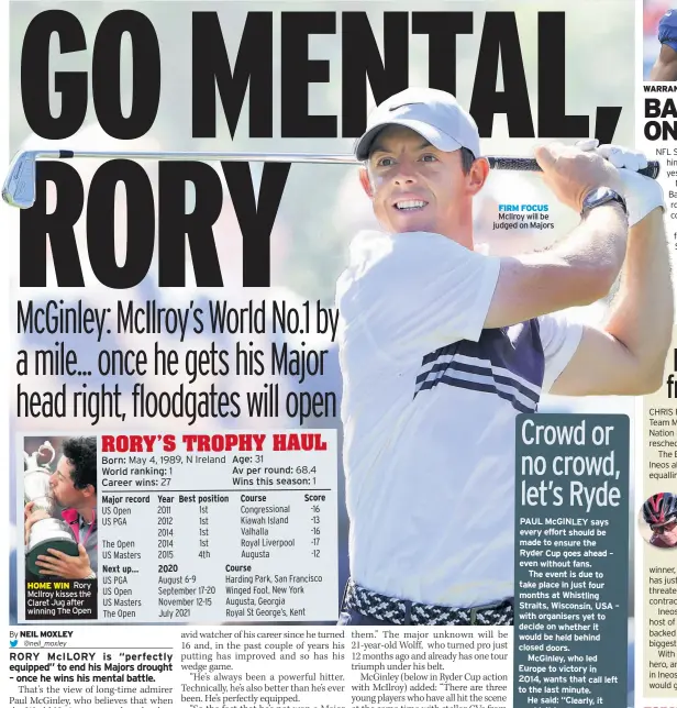  ??  ?? FIRM FOCUS Mcilroy will be judged on Majors