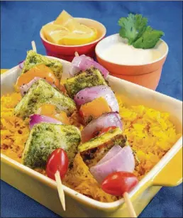  ??  ?? Paneer Tikka Skewers are great for vegetarian­s at a barbecue. You’ll want to marinate the paneer for about 3-4 hours before you cook the skewers.