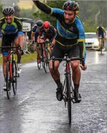  ??  ?? Ronan Short of South East Road Club winning the A3 Mullingar Grand Prix.