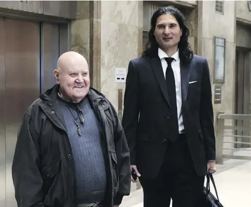  ?? COLIN PERKEL / THE CANADIAN PRESS ?? LeRoy St. Germaine, left, publisher of Toronto’s Your Ward News, and editor-in-chief James Sears were in court last month on charges of making death threats.