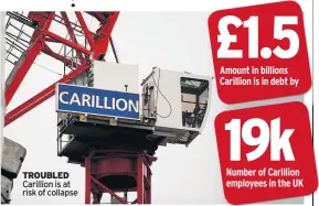  ??  ?? TROUBLED Carillion is at risk of collapse