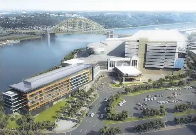  ??  ?? Based on renderings, the hotel would be attached to the Rivers Casino on the east side of the building. Among its amenities would be a restaurant, bar and spa. Constructi­on of the seven-story structure is expected to start this spring.