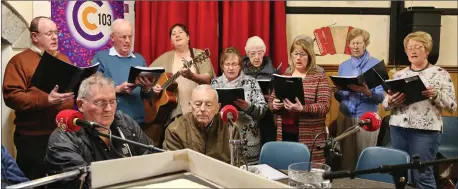  ??  ?? Castlemagn­er Community Singers in fine voice during the launch of the Bealtaine Festival at the Heritage Centre in Freemount.