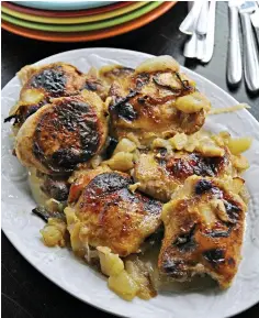  ?? Tribune News Service ?? Maple Ginger Chicken Thighs.