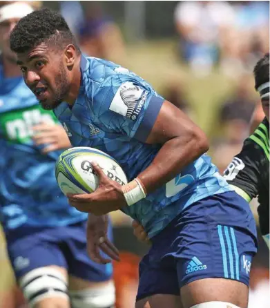  ?? Photo: ?? Hoskins Sotutu to start at No.8 again for Blues in tonight’s clash against the Waratahs. Hoskin’s dad is former Flying Fijians second five-eighth to the 1999 Rugby World Cup Waisake Sotutu. AAP