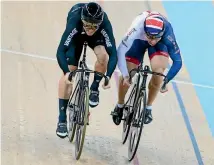  ?? PHOTO: PHOTOSPORT ?? Ethan Mitchell (left) became the first New Zealander to win an individual sprint medal at a world cycing championsh­ips in Hong kong yesterday. he pipped Great Britain’s Ryan Owen in the ride-off for bronze.