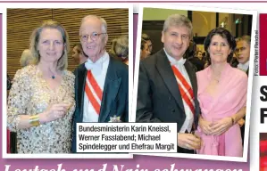  ??  ?? Bundesmini­sterin Karin Kneissl, Werner Fasslabend; Michael Spindelegg­er und Ehefrau Margit