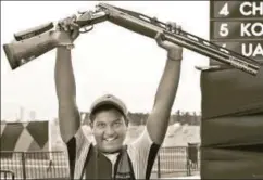  ?? PTI ?? India’s Shardul Vihan, 15, after winning the silver in the men’s shooting double trap final at the Asian Games at Palembang, August 23