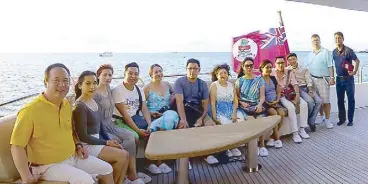  ??  ?? The group’s all here in Saipan.(From left) Ricky Tio of Cebu Holidays Travel, Christina Shauntie Tudela of BSI, Winnie Wilson of Best Sunshine/Players Club host-Saipan/ Guam/Philippine­s, Abraham Ong of Marianas Visitors Authority Philippine­s, Angelica...