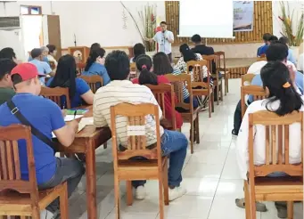  ??  ?? DOLE Camiguin PFO Chief Emmanuel G. Toledo says the eight-hour training for Occupation­al Safety and Health Standards (OSHS) aims to increase awareness on safety and health for every establishm­ent by producing safety officers in the province that can help and manage a safe and healthy workplace at Villa Paraiso Resort and Apartelle, Mambajao, Camiguin. (DOLE 10)