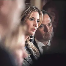  ?? ALEX WONG/GETTY IMAGES ?? Ivanka Trump, the president’s daughter, joins Republican legislator­s to discuss a child tax credit Oct. 25.