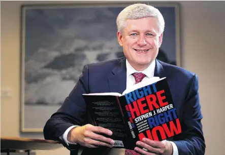  ?? DAVE ABEL ?? Former prime minister Stephen Harper promotes his book Right Here, Right Now in Toronto last month. Federal finances were in good shape when Harper left office, but it’s a different story with household balance sheets, which have left Canada vulnerable to a shock, says Kevin Carmichael.