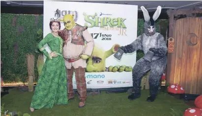  ?? FUENTE EXTERNA ?? Personajes. Priscila Maltés (Princesa Fiona), José Alexander Díaz (Shrek), Fernando Bruno (Burro).