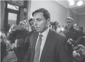  ?? ERNEST DOROSZUK / TORONTO SUN / POSTMEDIA NETWORK ?? Patrick Brown resigned as leader of the Ontario PC party Thursday, just hours after he proclaimed his innocence regarding sexual misconduct allegation­s at an impromptu news conference at Queen’s Park in Toronto.