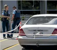  ?? STUFF ?? A white Mercedes car was cordoned off by police at Christchur­ch Hospital after Wayman was dropped off on New Year’s Day.