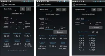  ??  ?? Android - DOF CALCULATOR, HyperFocal Pro, Hiper ve Alan Derinliğ Free