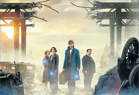  ??  ?? From left, Alison Sudol, Katherine Waterston, Eddie Redmayne and Dan Fogler in ’Fantastic Beasts and Where to Find Them’.