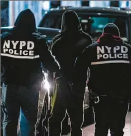  ?? AP ?? NYPD cops can undergo a program after concerns are raised over the number of arrests they make and how many of the suspects are prosecuted. It is not seen as being disciplina­ry.