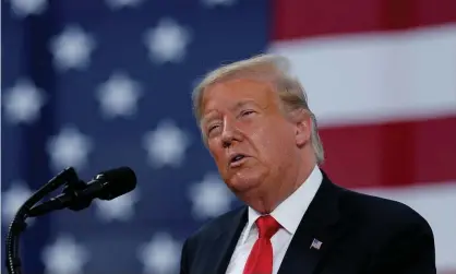  ??  ?? Trump delivers a speech in Marinette, Wisconsin on 25 June 2020. Photograph: Carlos Barría/Reuters