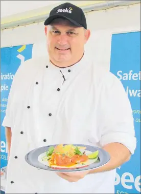  ??  ?? Cooking up a storm in the Seeka tent is Shane Yardley, one of the Bay’s most experience­d and widely travelled chefs. He will be demonstrat­ing tasty avocado dishes to show “how it’s done”.