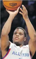  ?? RONALD MARTINEZ / GETTY IMAGES ?? Kyle Lowry takes part in NBA all-star festivitie­s.