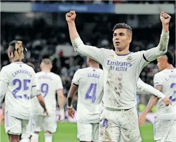  ?? | EPA ?? REAL Madrid’s Brazilian midfielder Carlos Henrique Casemiro returns for tonight’s second-leg Champions League fixture against Manchester City at the Bernabeu.