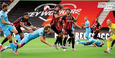  ?? PICTURE: PA ?? Fall guy: Kane goes down but no penalty was awarded