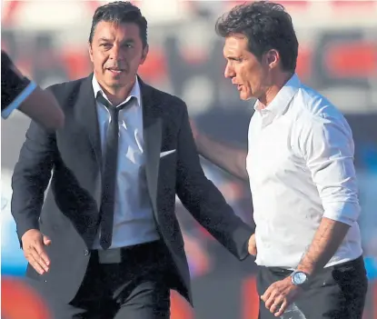  ?? M. brindicci / reuters ?? Gallardo y Barros Schelotto, evaluados constantem­ente por los hinchas