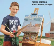  ??  ?? Kieron painting when he was younger