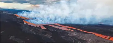  ?? —AFP ?? Hot and heavy destructio­n: An aerial image showing the lava on the northeast rift zone of Mauna Loa in Hawaii.