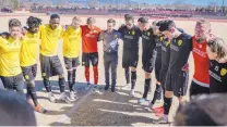  ?? ROBERTO E. ROSALES/JOURNAL FILE ?? The United, shown before an intrasquad game in February when there was no pandemic and social distancing, has big plans for the resumption of the 2020 USL Championsh­ip season.