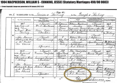  ??  ?? The Scottish civil registers of marriage provide the name (including maiden name) of the mothers of the bride and groom