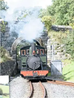  ??  ?? It could almost be Parracombe in the early 1930s… L&amp;BNo. 762 Lyn passes under a former North Wales Narrow Gauge Railways bridge as it arrives at Waunfawr on September 15 during the WHR’s ‘Super Power’ weekend.