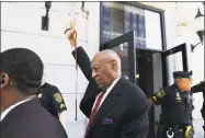  ?? Matt Slocum / Associated Press ?? Bill Cosby gestures as he leaves the Montgomery County Courthouse in Norristown, Pa., on Thursday after being convicted of drugging and molesting a woman.