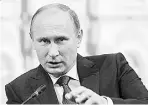  ?? Andrey Rudakov /Bloomb erg ?? Vladimir Putin, Russia’s president,
speaks Friday in St. Petersburg.