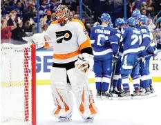  ?? THE ASSOCIATED PRESS/FILES ?? Michal Neuvirth, who has been injured for much of the season, is one of seven goalies the Philadelph­ia Flyers have employed between the pipes in just 43 games so far this NHL campaign.