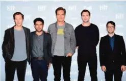  ??  ?? (from left) Actor Benedict Cumberbatc­h, director Alfonso Gomez-Rejon, Michael Shannon, Nicholas Hoult and executive producer Michael Mitnick attend ‘The Current War’ press conference during the 2017 Toronto Internatio­nal Film Festival at TIFF Bell...